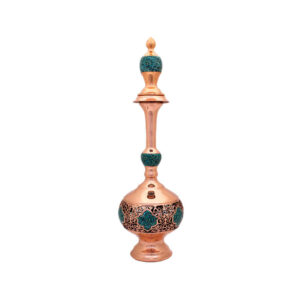Bouteille décorative en cuivre – Artisanat persan avec incrustation de turquoise Royal