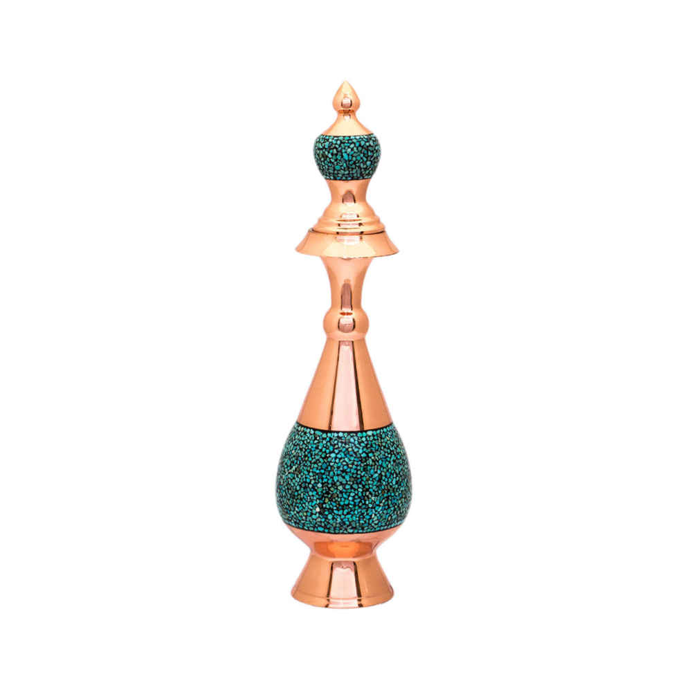 Bouteille décorative en cuivre - Artisanat persan avec incrustation de turquoise Vala