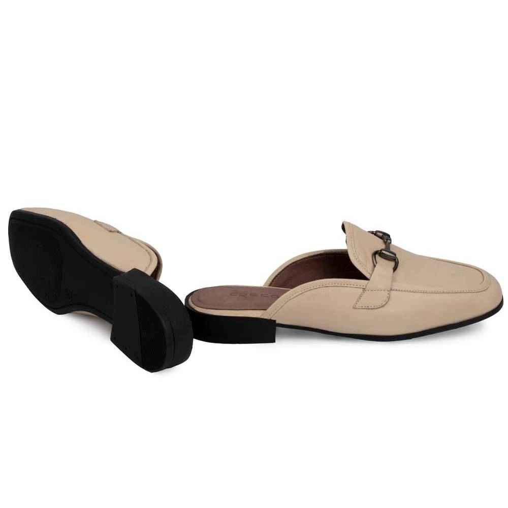 Mules en cuir naturel pour femmes Modèle Croco