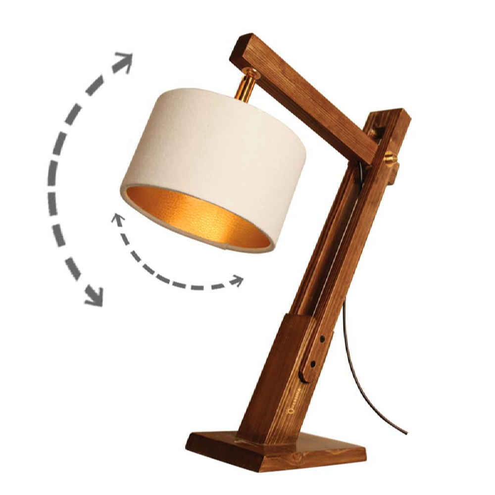 Lampe de bureau réglable en bois – Fabriquée à la main N20