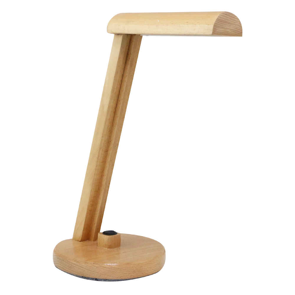 Lampe de bureau réglable en bois – Fabriquée à la main ronde