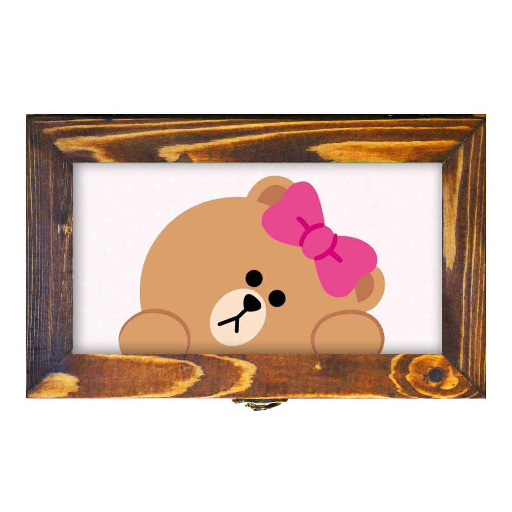 Coffret de Rangement pour Couverts en Bois Modèle Ourson Mignon