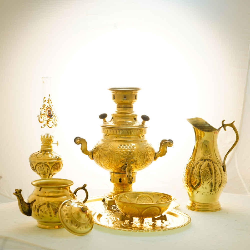 Samovar en laiton persan décoratif pour thé à charbon, 2 litres