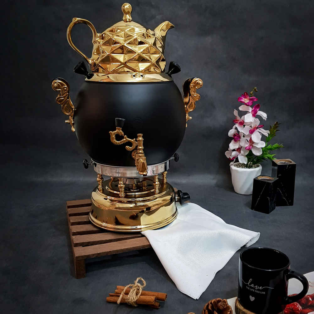 Machine à thé samovar à gaz avec théière design géométrique moderne 6 litres