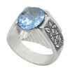 Bague en argent Topaze Bleue persane pour homme Arka