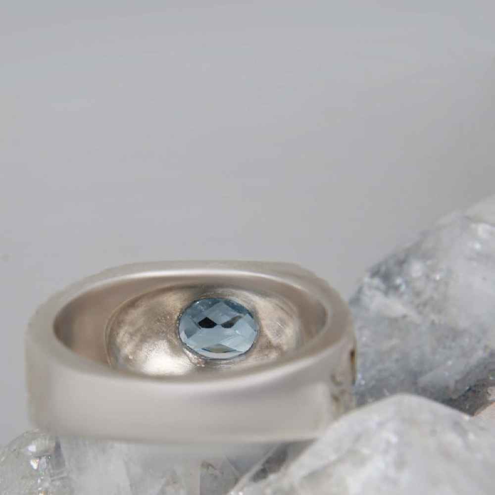 Bague en argent Topaze Bleue persane pour homme Emad
