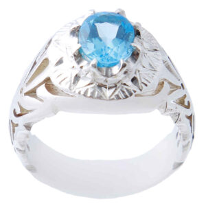 Bague en argent Topaze Bleue persane pour homme Milad