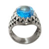 Bague en argent Topaze Bleue persane pour homme Musa