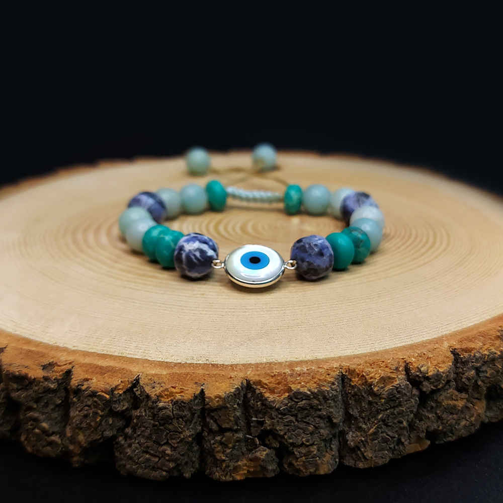 Bracelet Perlé pour Femme – Design Œil Protecteur