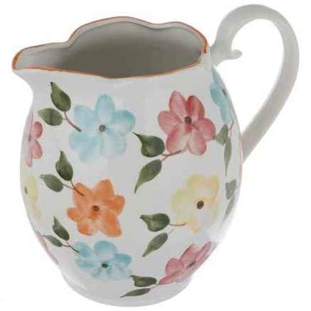 Pichet en Poterie Fait Main avec Motif Floral Bahar