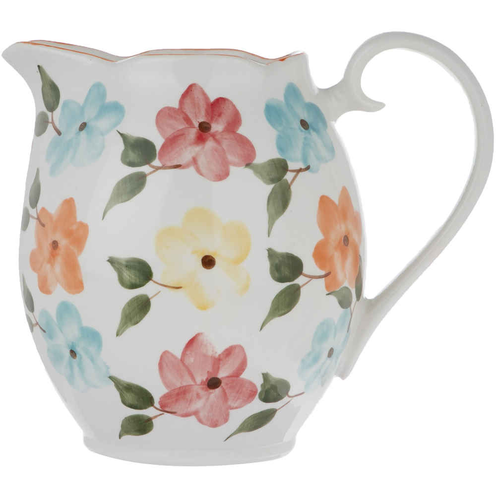 Pichet en Poterie Fait Main avec Motif Floral Bahar