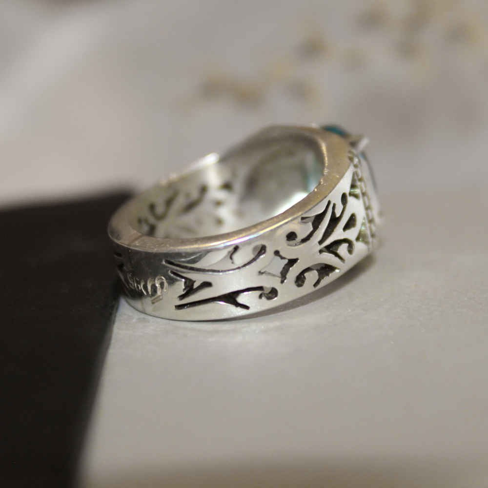 Bague en argent Topaze Bleue persane pour homme Vala