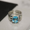 Bague en argent Topaze Bleue persane pour homme Vala
