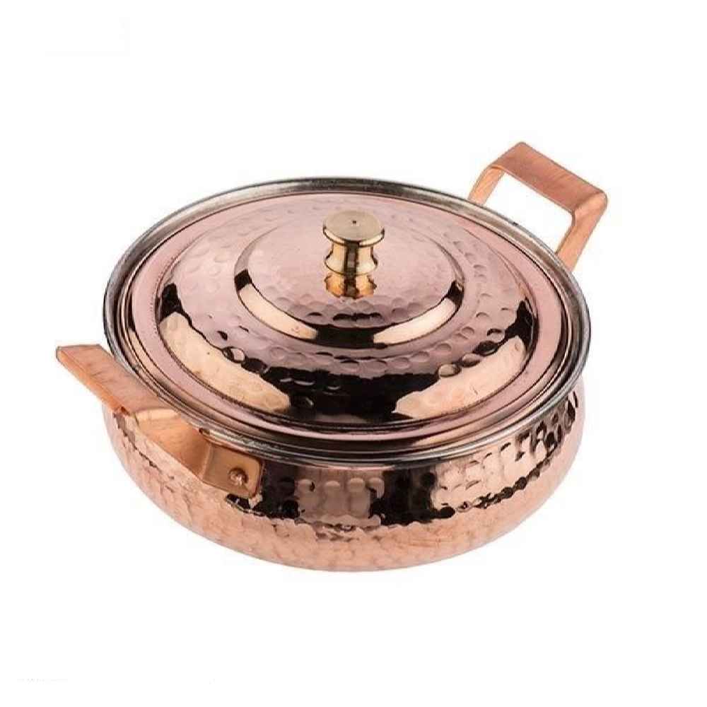 Poêle à Sauter Persane en Cuivre – Fabriquée à la Main avec Couvercle (Modèle Arash)