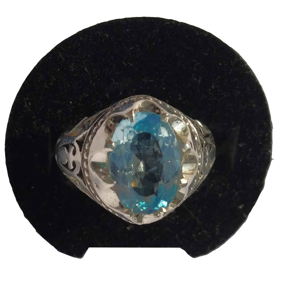 Bague en argent Topaze Bleue persane pour homme Naturelle
