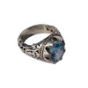 Bague en argent Topaze Bleue persane pour homme Naturelle