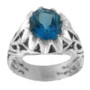 Bague en argent Topaze Bleue persane pour homme Rekab