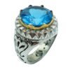 Bague en argent Topaze Bleue persane pour homme Suisse