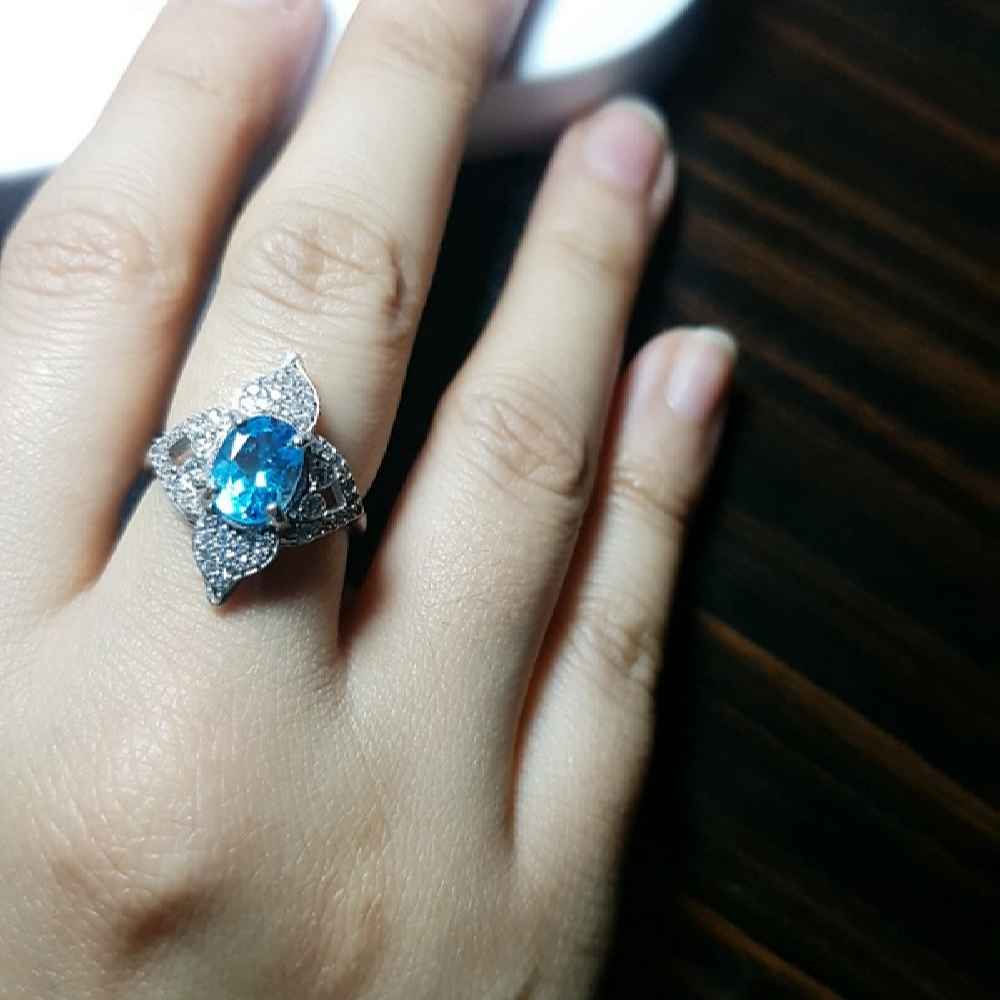 Bague en argent Topaze Bleue pour femme Dorna
