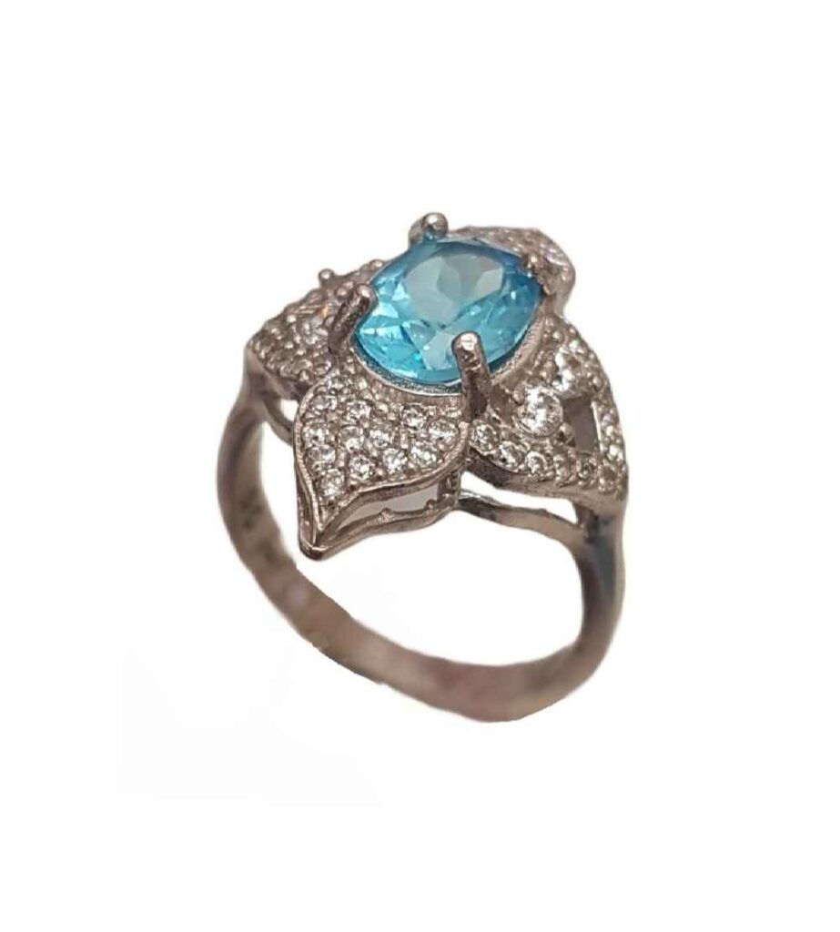 Bague en argent Topaze Bleue pour femme Dorna