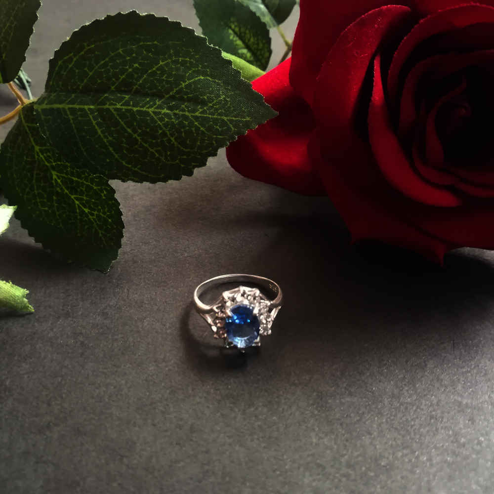 Bague en argent Topaze Bleue pour femme Sahar
