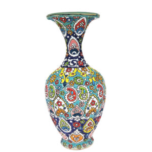 Vase décoratif peint à la main avec émail Minakari persan Paisley