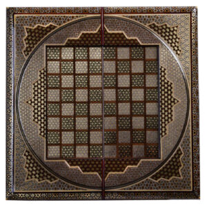 Plateau d’Échecs en Bois Khatamkari Persan Modèle Royal