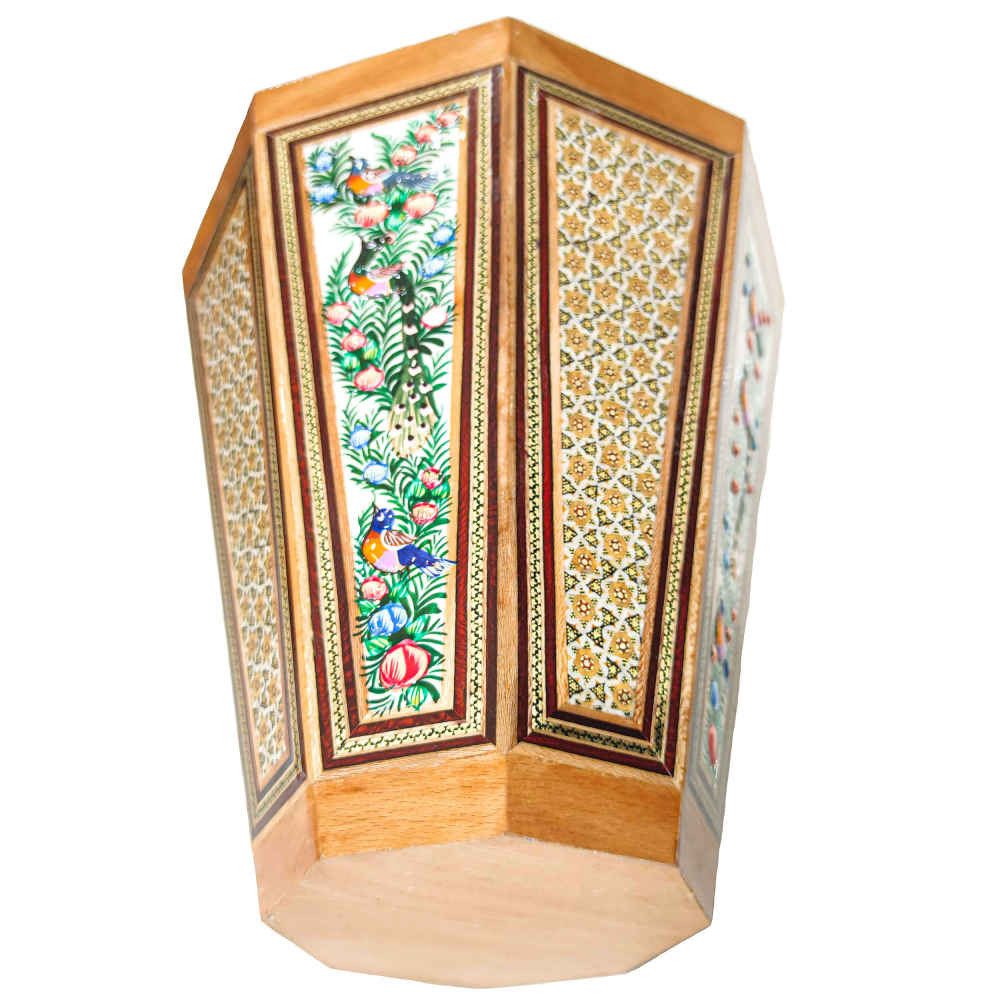 Corbeille à papier en bois persan – Design Barjasteh en Khatamkari