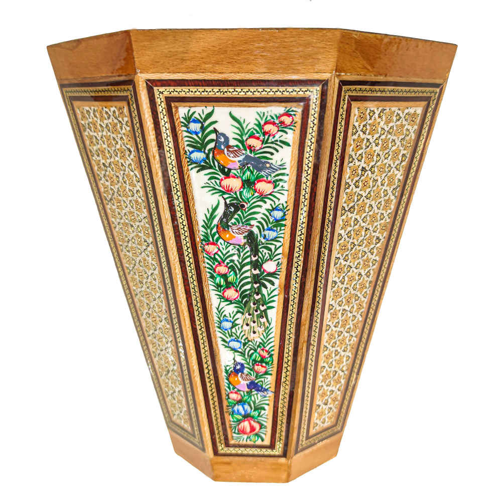 Corbeille à papier en bois persan – Design Barjasteh en Khatamkari