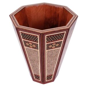 Corbeille à papier en bois persan – Motif floral en Khatamkari