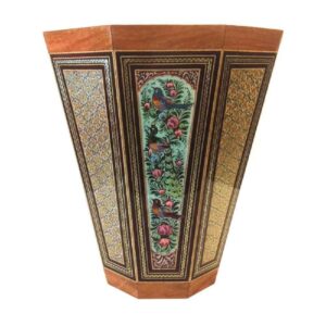 Corbeille à papier en bois persan – Style Golestan en Khatamkari