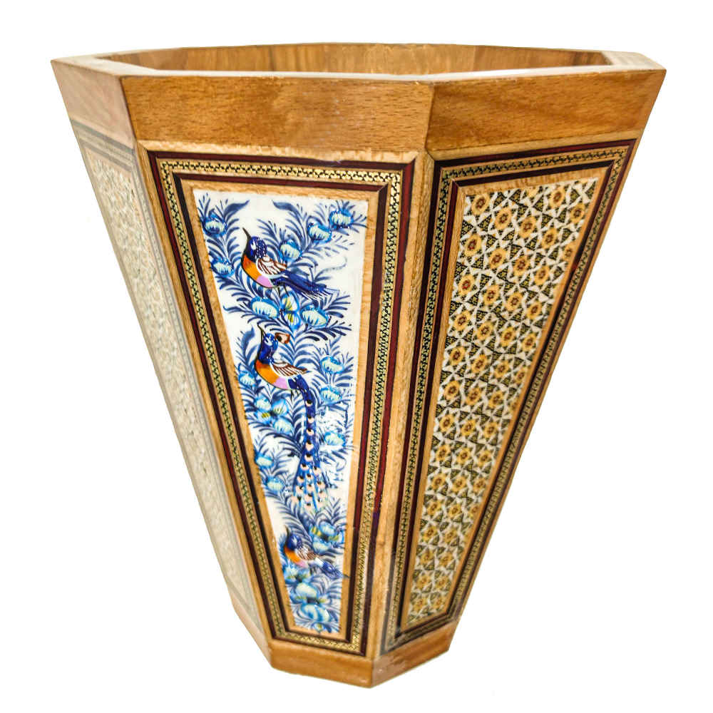 Corbeille à papier en bois persan – Style Kiarash en Khatamkari