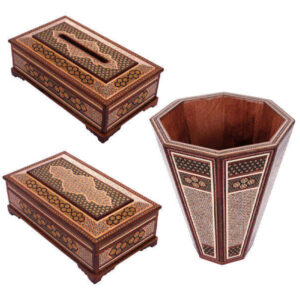 Ensemble corbeille et boîte à mouchoirs – Khatamkari Royal