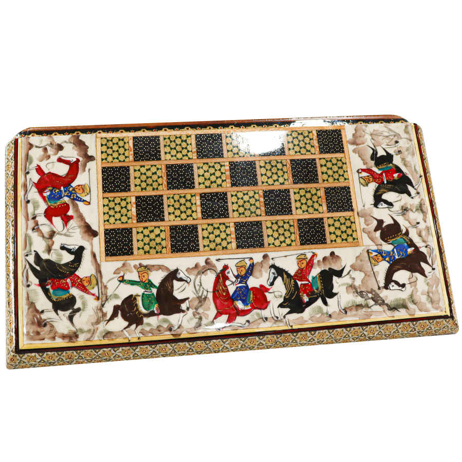 Plateau d’Échecs Khatamkari Persan Modèle Chasse