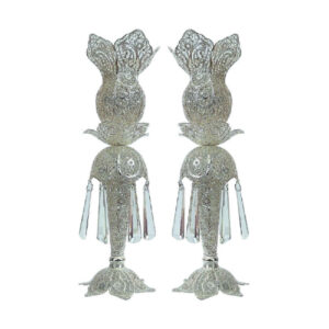 Bougeoir en filigrane persan en cuivre plaqué argent, Negar (2x)
