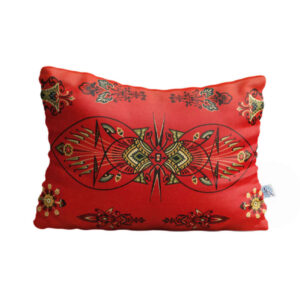 Oreiller de confort reposant pour lit – Housse en velours orange modèle Fara (2x)