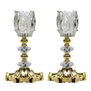 Bougeoir en cristal persan en forme de tulipe, modèle Halazouni (2x)