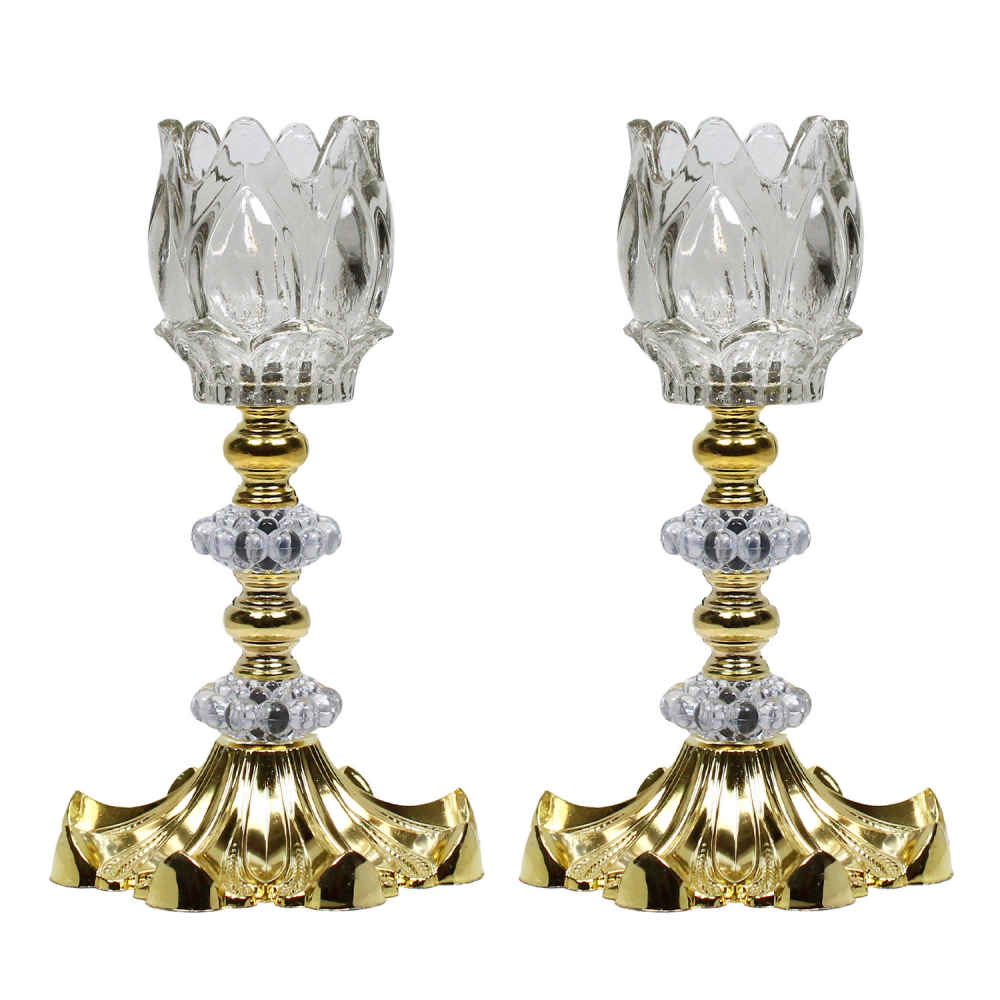 Bougeoir en cristal persan en forme de tulipe, modèle Halazouni (2x)