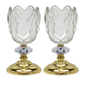 Bougeoir en cristal persan en forme de tulipe, modèle Halazouni (2x)