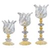 Bougeoir en cristal persan en forme de tulipe, set de 3