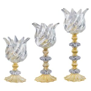 Bougeoir en cristal persan en forme de tulipe, set de 3