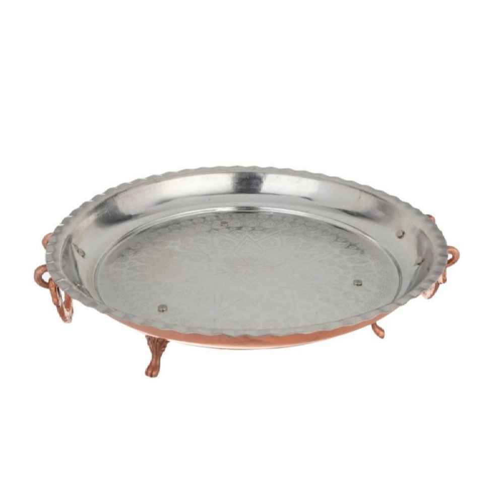 Plat de Service Persan en Cuivre Martelé Raz