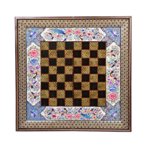 Plateau d’Échecs en Bois Khatamkari Persan Modèle Jalal
