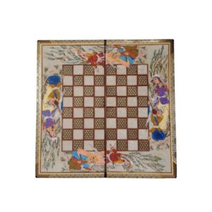 Plateau d’Échecs en Marqueterie Incrustée en Bois Persan Modèle Leyli