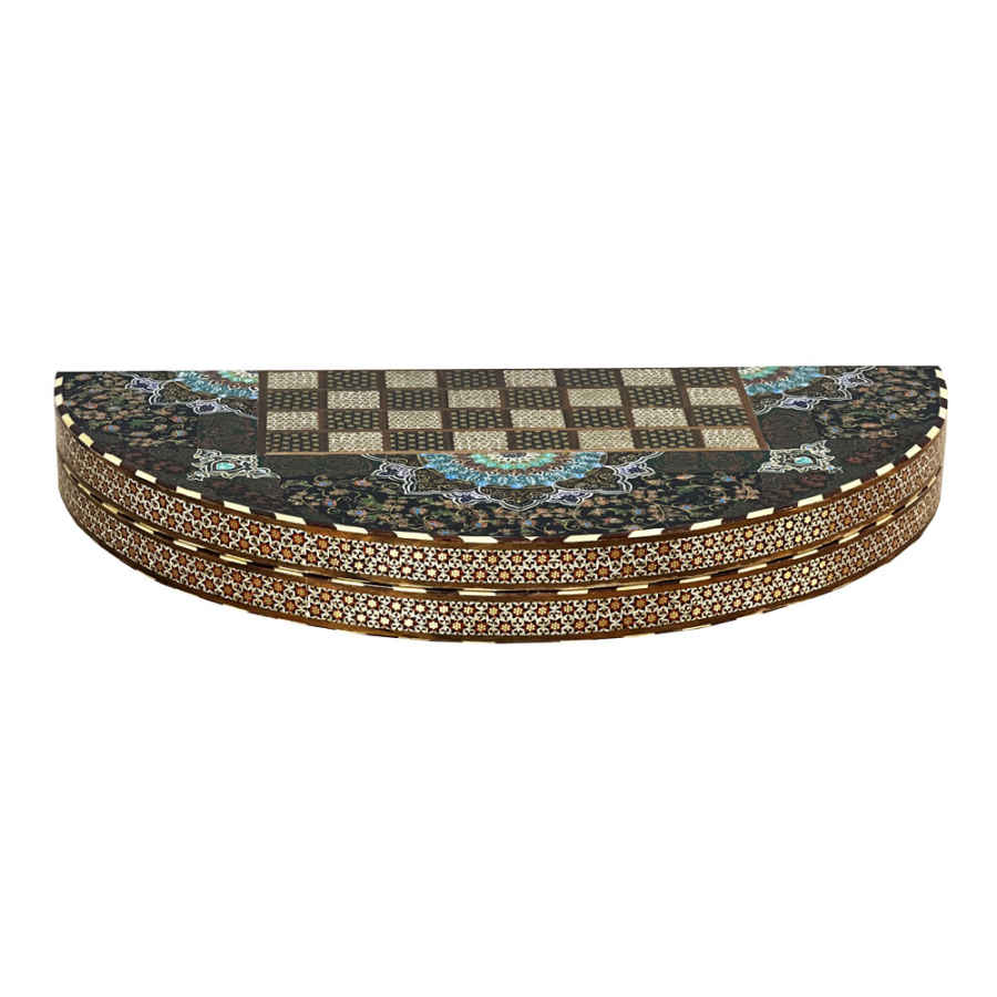 Plateau d’Échecs en Marqueterie Persane Modèle Rond