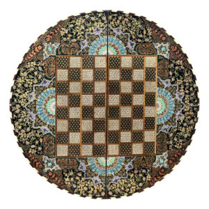 Plateau d’Échecs en Marqueterie Persane Modèle Rond