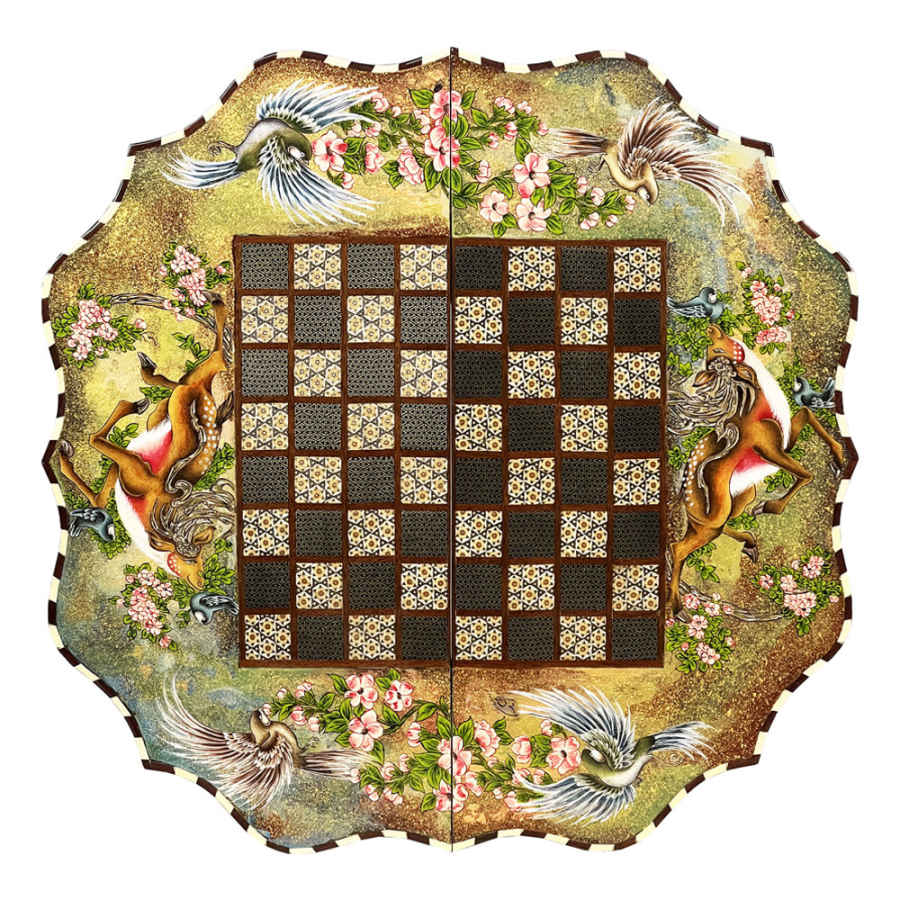 Plateau d'Échecs Khatamkari Persan Modèle Tasheir