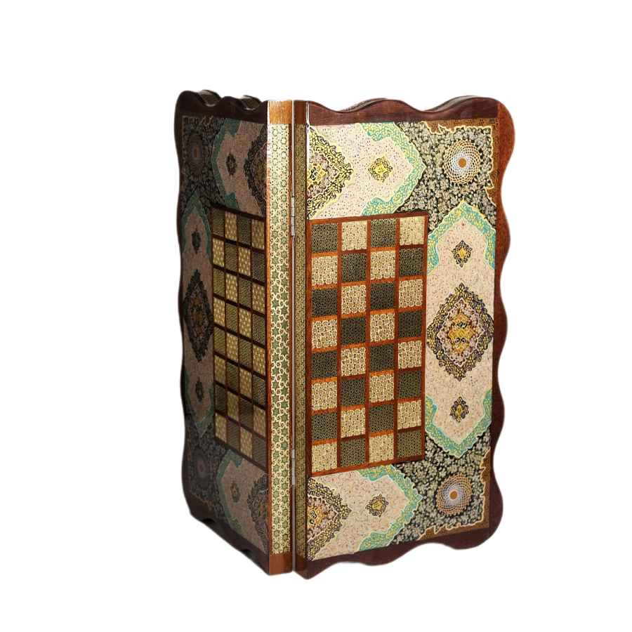 Plateau d'Échecs en Marqueterie Persane Modèle Bois