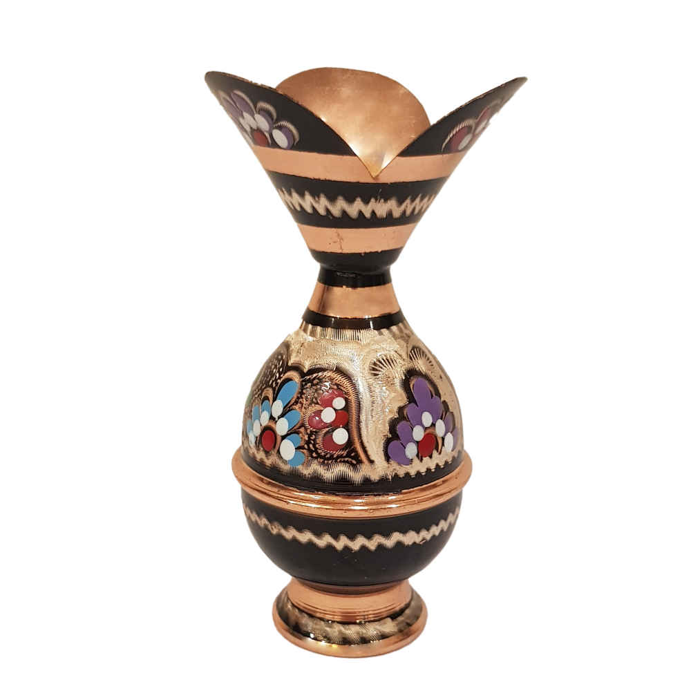Vase en cuivre décoratif peint à la main avec émail Minakari persan Noghli