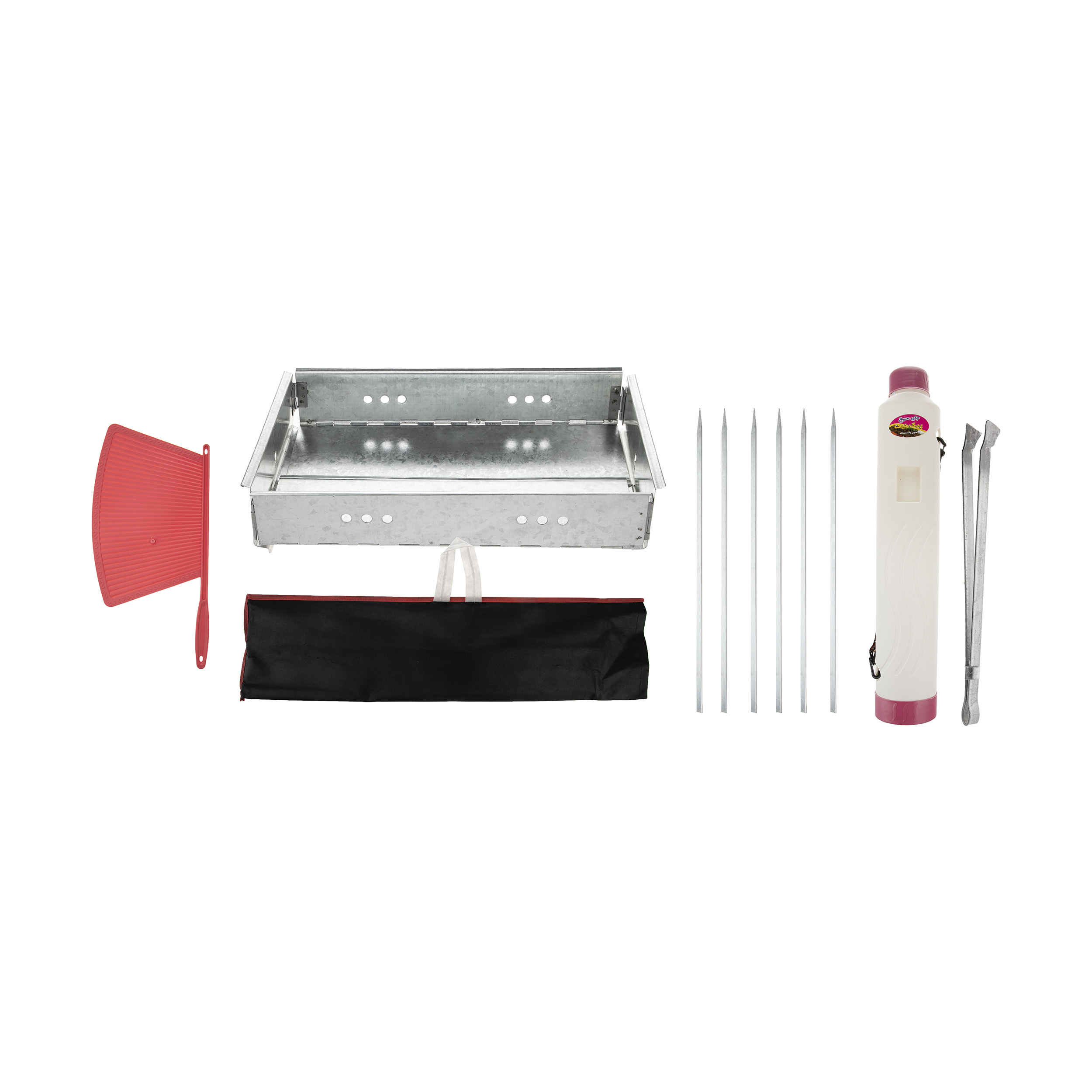 Ensemble de Gril à Charbon de Bois Portable Barbecue de Table - Acier Inoxydable & Brochettes